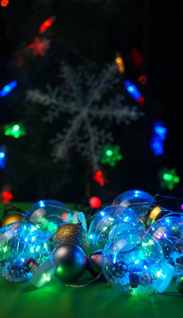 Transparent Christmas toys are selling. Holiday mood