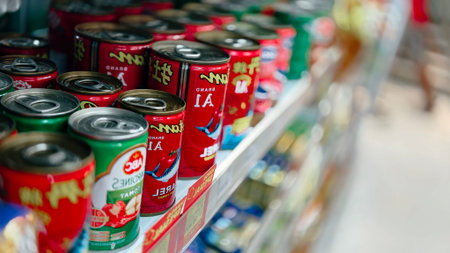 Jakarta, Indonesia - Februari 1, 2026: Pharmacy retail shelf displaying over-the-counter medicine, baby care, vitamins, and health products in a modern Indonesian drugstoreのeditorial素材