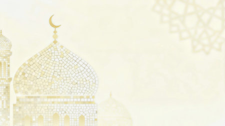 Soft focus background featuring elegant Islamic geometric shadows and mosque-inspired patterns on a bright white surface, creating a calm, luxuriousの写真素材