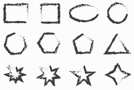 Vector set of hand drawn grunge frames. Elements for design.のイラスト素材