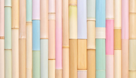 Colorful bamboo background. Close-up of colorful bamboo texture.の素材