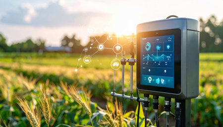 Smart agriculture technology. Smart agriculture concept. Smart agriculture control system.の素材