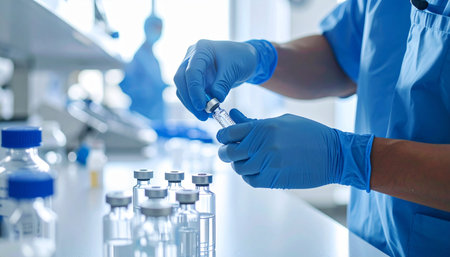 scientist working with test tube in laboratory - science and medicine conceptの素材