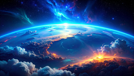Planet Earth in outer space. 3D rendering. Elements of this image furnished by NASAの素材