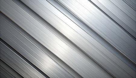 Metal background or texture of brushed steel plate with reflected light and shadowの素材
