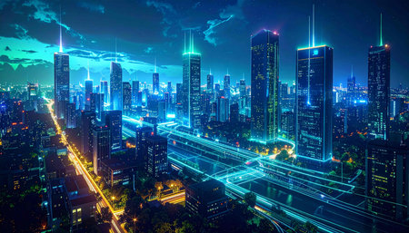 Night view of the city of Shenzhen, China. Long exposureの素材