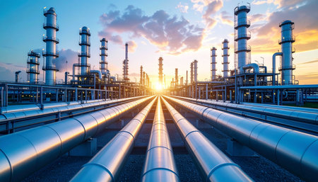 Industrial zone,The equipment of oil refining,Oil fields.の素材