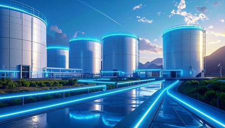 oil tanks in a power plant,shanghai china.の素材