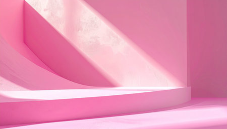 Abstract empty room with pink walls and concrete floor. 3d render illustrationの素材