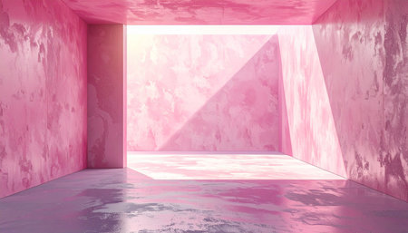Abstract empty room with pink walls and floor, 3d render illustrationの素材