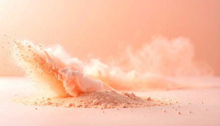 Close up of sand explosion with orange background. 3D Renderingの素材