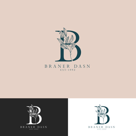 B letter luxury beauty flourishes monogram logo template vector icon illustrationのイラスト素材