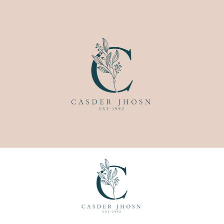 C letter logo design. Monogram, delicate beauty salon, boutique, cosmetic, spa, hotel, flower shop, boutique.のイラスト素材