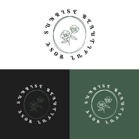 Set of floral logos. Hand drawn vector illustration. Flower logo.のイラスト素材