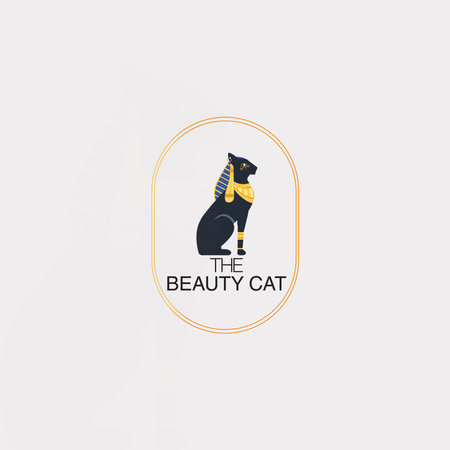 Black cat logo. Vector illustration. Isolated on white background.のイラスト素材