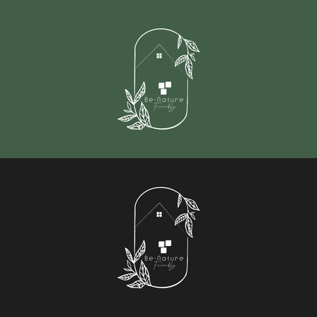 Logo template for eco-friendly house with leaves. Vector illustrationのイラスト素材