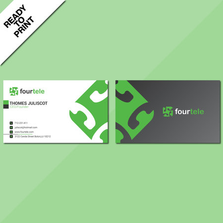 Business card design template. Vector illustration. EPS 10. Green background.のイラスト素材