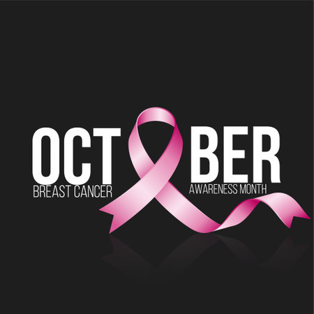 Breast cancer design over a black background, vector illustration.のイラスト素材