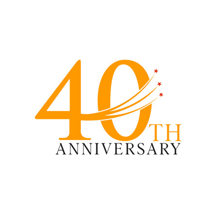 40 Years Anniversary Celebration Vector Template Design Illustration Orange Elegant
