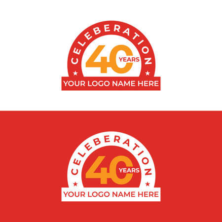 40 years anniversary celebration logotype vector illustration. Graphic design element.のイラスト素材