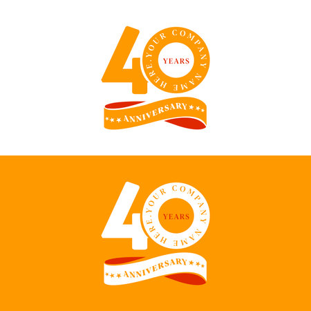 40 years anniversary celebration logotype. 40th anniversary vector emblem.のイラスト素材