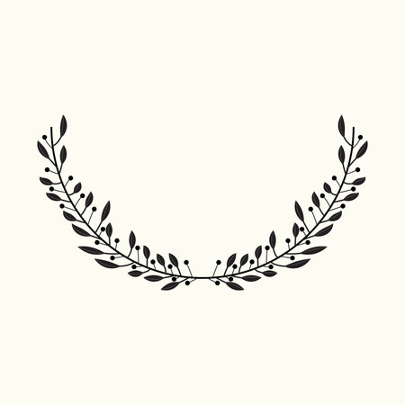 Laurel wreath. Hand-drawn vector illustration isolated on a white background.のイラスト素材