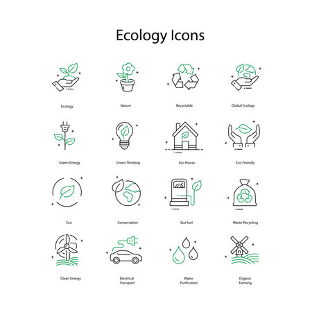 Environmental Vector Icons Representing Ecology and Conservationのイラスト素材