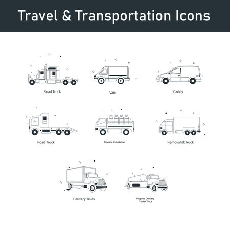 Transport, Travel Vector Icon Design Setのイラスト素材