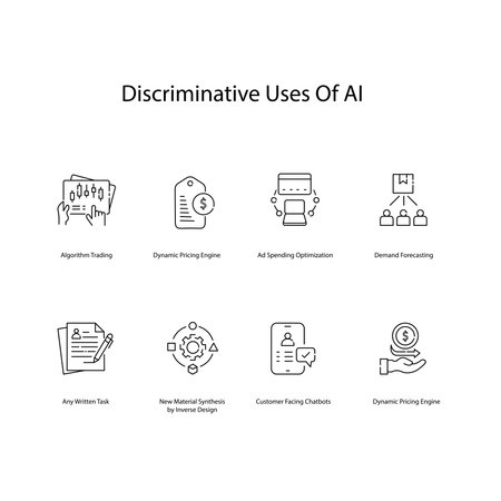 Discriminative Uses of Ai, AI Ethics, Fair AI Practices, Vector Icon Setのイラスト素材