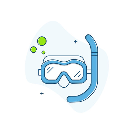Snorkeling Mask, Swimming Gear Vector Icon Designのイラスト素材