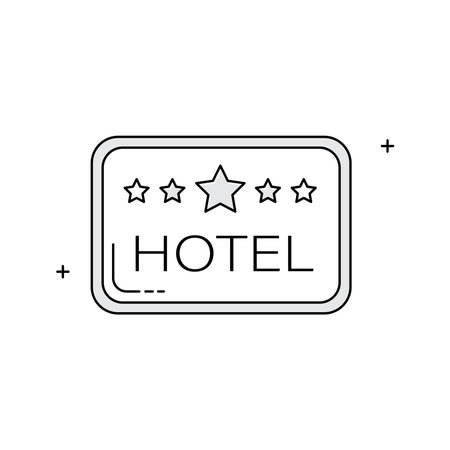 Hospitality Hotel Sign, Hotel Signage, Hotel logo, Accommodation Sign, Hospitality Icons, Hotel Entrance, Hotel Vector Icon Designのイラスト素材