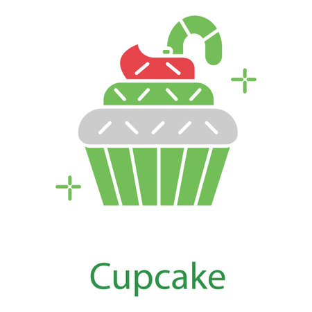 Cupcake with Sprinkles Vector Icon for Bakery and Celebration Themes