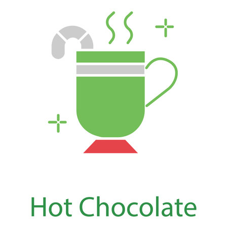 Flat Vector Illustration of Holiday Cinnamon Eggnog in Festive Glassのイラスト素材