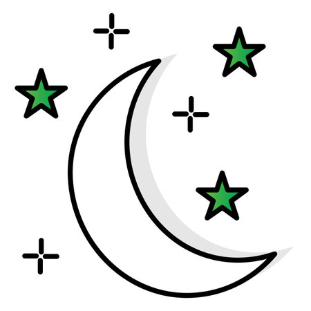 Christmas Eve Night Celebration Vector Icon in Festive Flat Styleのイラスト素材