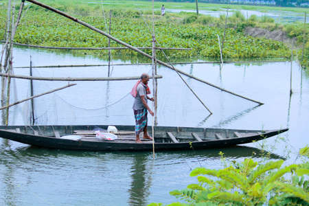 boat on the riverの写真素材