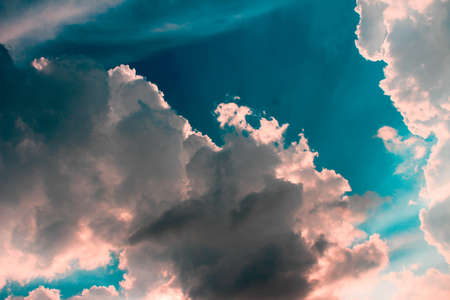 colorful dramatic sky with cloud at sunset. nature cloudscape.の写真素材