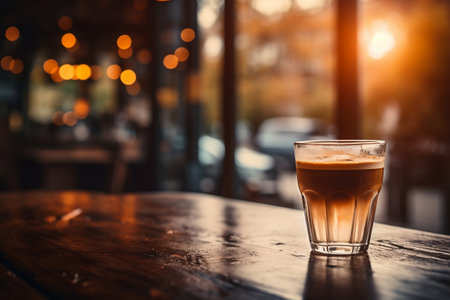 An image of a coffee shop with a blurred backgroundの素材