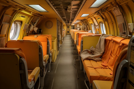 Interior of a transoceanic passenger planeの素材