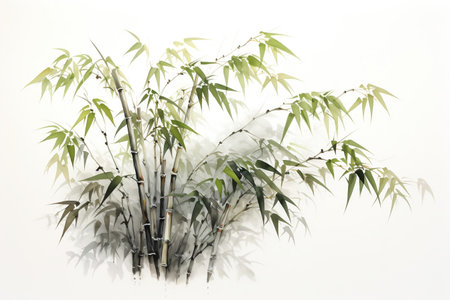 Japanese Sumi-e style bamboo painting: Japanese artの素材
