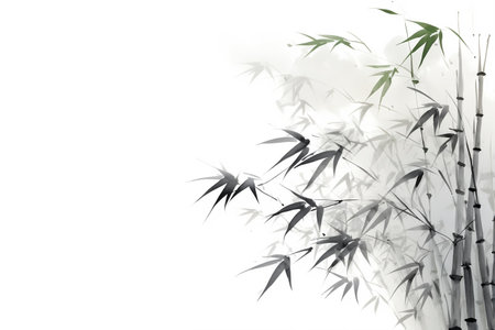 Japanese Sumi-e style bamboo painting: Japanese artの素材