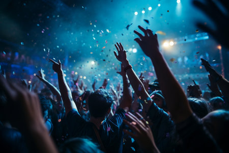 Lively rock concert, party, festival, night clubの素材