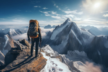 At the top of the world: An adventurous mountainの素材