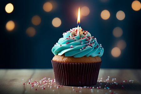 Single candle birthday cupcakeの素材