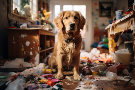 Golden retriever portrait on backdropの素材