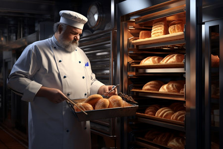 A professional male chef and baker working in the commercial industryの素材