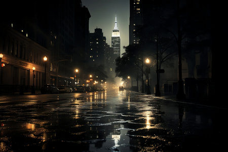 City street noir movie night in the rainの素材