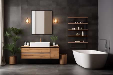 Sleek and minimalistic modern bathroom interior designの素材