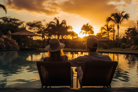 Young Traveling Couple Relaxing and Enjoying the Moment.の素材