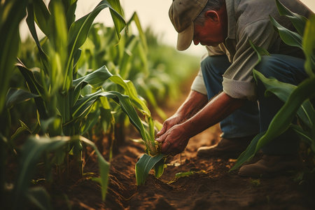 Unidentified Field Worker or Agronomist Checking Cropsの素材
