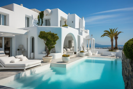 Traditional Mediterranean White House in Summerの素材
